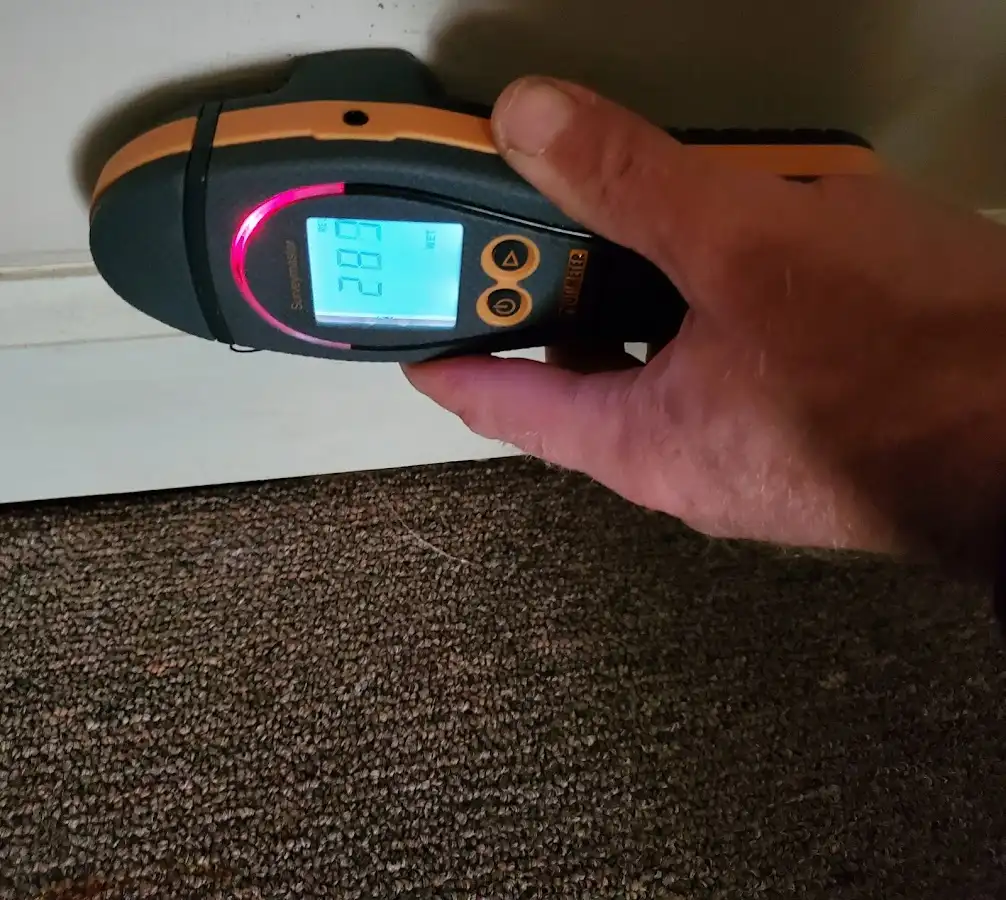 Moisture detection at baseboard during Sewage Cleanup & Sanitation in Wyckoff